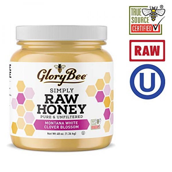 GloryBee, Raw Montana White Clover Honey, 48 oz, 100% Pure, Natu...