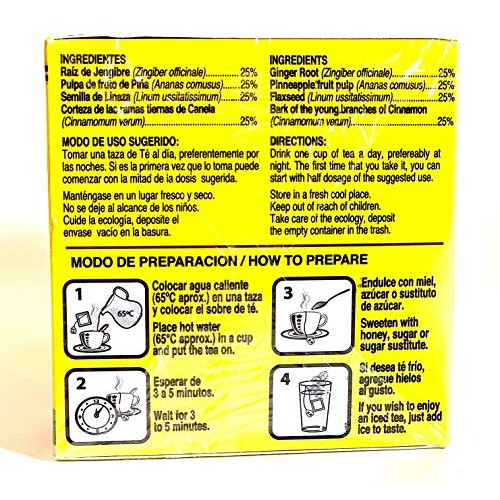 Tea Chupa Panza, Tea Based Onginger Root, Pinneapple, Flaxseed &Amp;