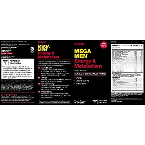 Gnc Mega Men Energy Metabolism 90 Caplets