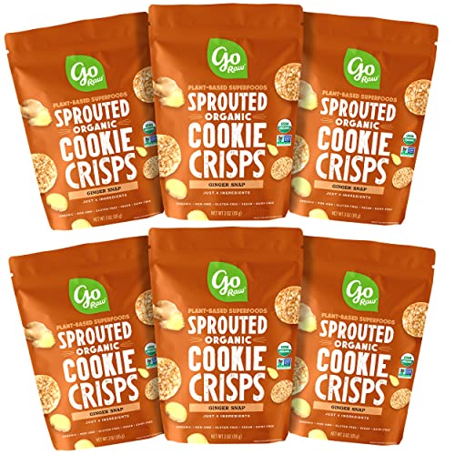 Go Raw Organic Cookie Crisps, Ginger Snap, 3 Oz. Bags Pack Of 6