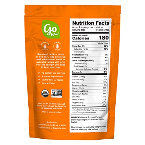 Go Raw Sea Salt Snacking Seeds 4oz 6 pack Sprouted Pumpkin & S...