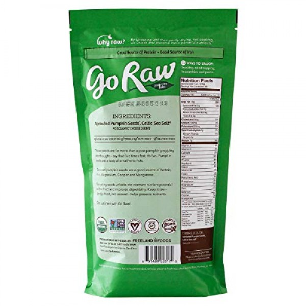 Go Raw Sprouted Pumpkin Seeds, Large Value Bag Of 1.125 Pounds