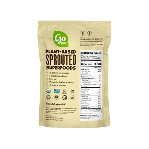 Go Raw Unsalted Sunflower & Pumpkin Seeds Mix, Sprouted & Organi...