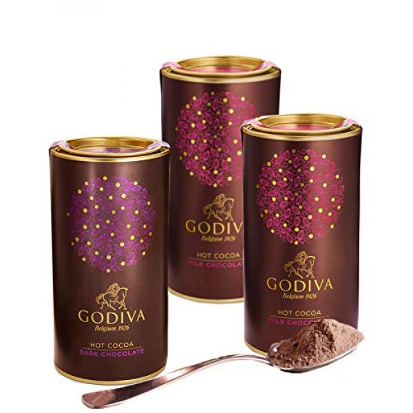 Godiva Chocolatier Assorted Dark and Milk Hot Cocoa Powder Canis...