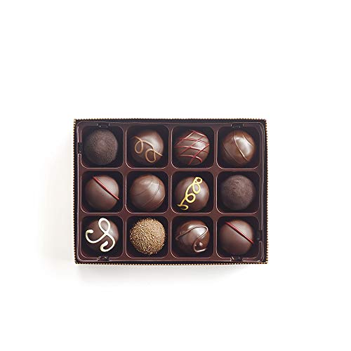 Godiva Chocolatier Assorted Dark Chocolate Truffles Gift Box, 12
