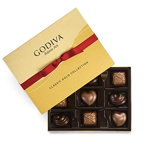 Godiva Chocolatier Classic Gold Assorted Chocolate Gift Box 9pc ...