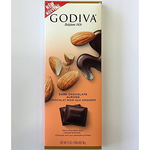 Godiva Dark Chocolate Bar With Almonds 3.1Oz Pack Of 5