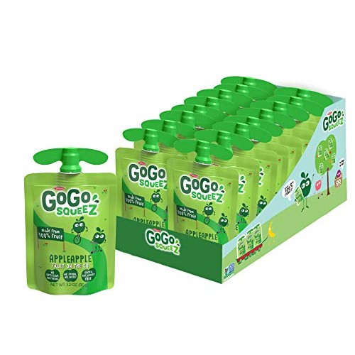 Gogo Squeez Applesauce, Apple Apple, 3.2 Ounce 18 Pouches, Glu