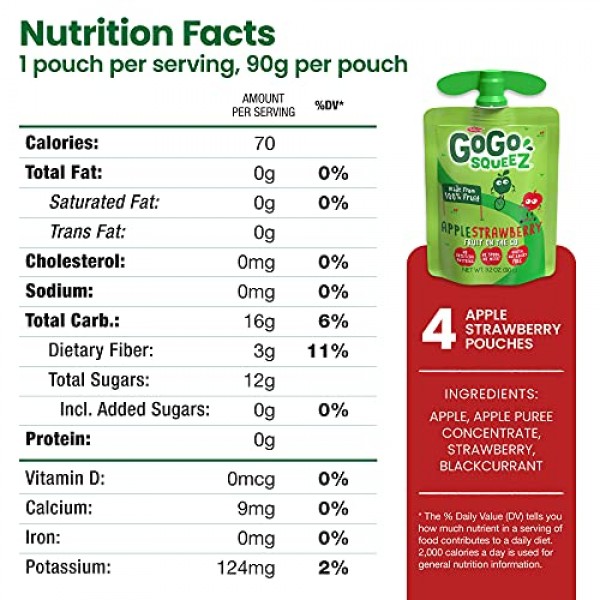GoGo squeeZ Applesauce on the Go, Apple Strawberry, 3.2 Ounce 4...
