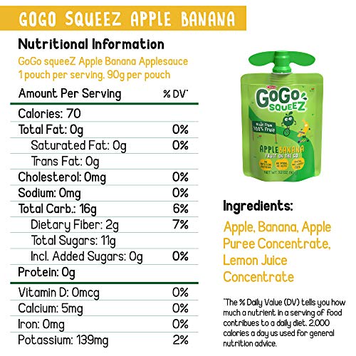 Gogo Squeez Applesauce On The Go, Apple Banana, 3.2 Ounce 4 Pou