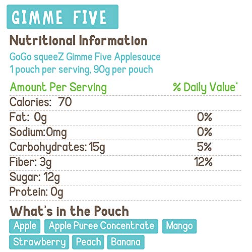 Gogo Squeez Applesauce, Variety Pack Apple/Peach/Gimme 5, 3.2