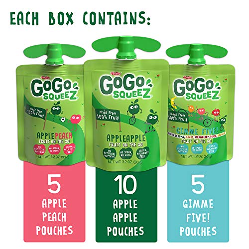 Gogo Squeez Applesauce, Variety Pack Apple/Peach/Gimme 5, 3.2