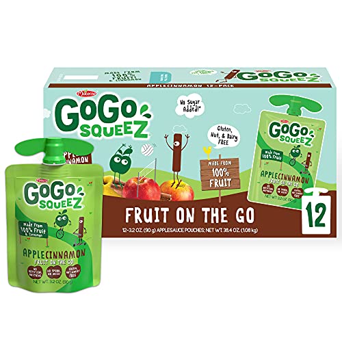 Gogo Squeez Applesauce, Apple Cinnamon, 3.2 Ounce 12 Pouches, Gogo Squeez Applesauce, Apple Cinnamon, 3.2 Ounce 12 Pouches,