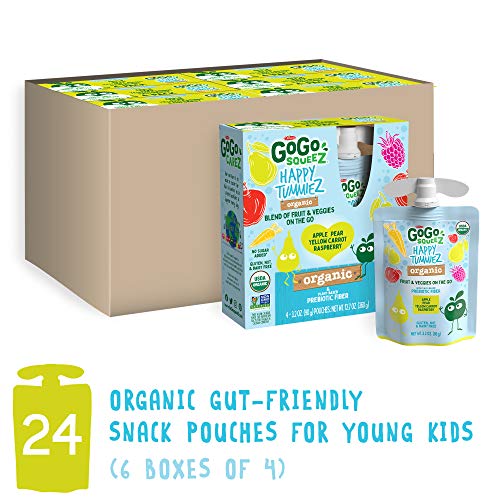 Gogo Squeez Happy Tummiez, Organic Apple Raspberry Pear Yellow C