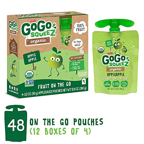Gogo Squeez Organic Applesauce On The Go, Apple Apple, 3.2 Ounce