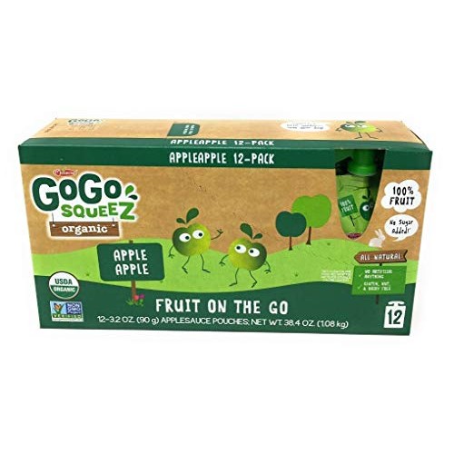 Gogo Squeez Organic Applesauce On The Go, Apple Apple, 3.2 Ounce