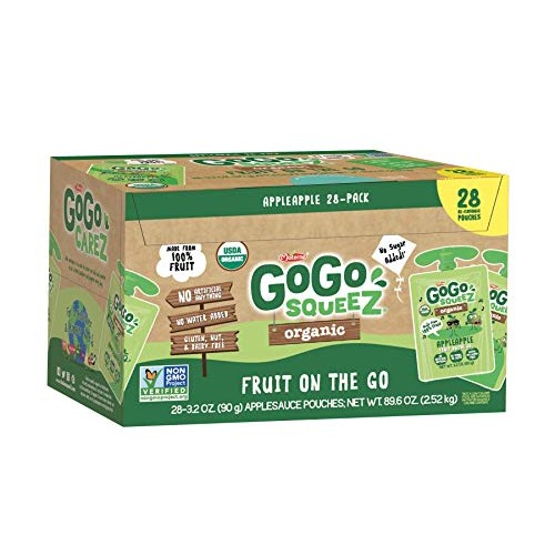 Gogo Squeez Organic Applesauce On The Go, Apple Apple, 3.2 Ounce
