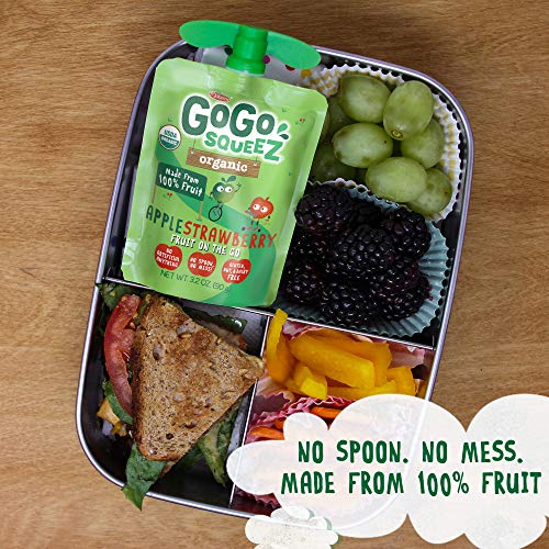 Gogo Squeez Organic Applesauce On The Go, Apple Strawberry, 3.2