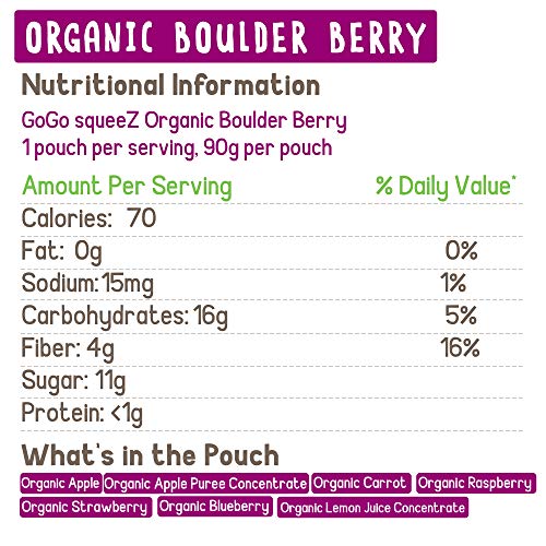 Gogo Squeez Organic Fruit &Amp; Veggiez, Apple Mixed Berry Carrot, 3