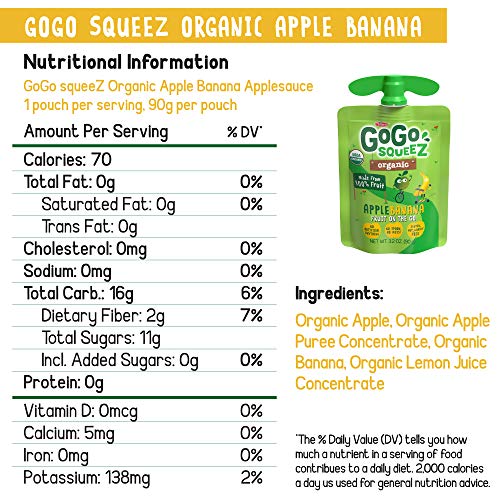 Gogo Squeez Organic Fruit On The Go Variety Pack, Apple/Banana/S