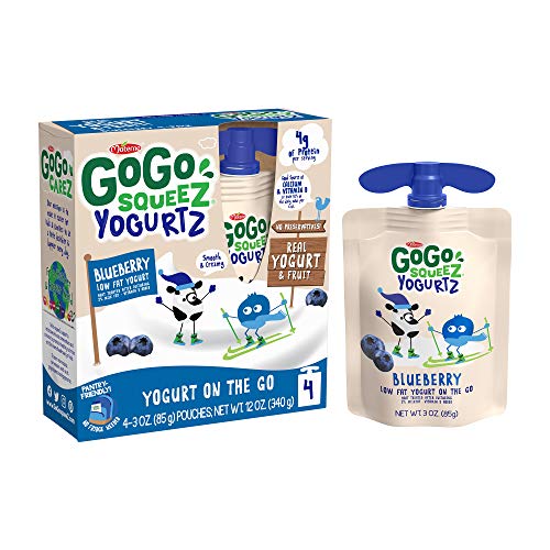 Gogo Squeez Yogurtz, Blueberry, 3 Ounce 4 Pouches, Low Fat Yog