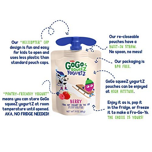 Gogo Squeez Yogurtz, Variety Pack Blueberry/Berry, 3 Ounce 60