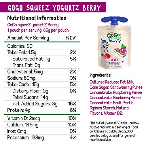 Gogo Squeez Yogurtz, Variety Pack Blueberry/Berry, 3 Ounce 60