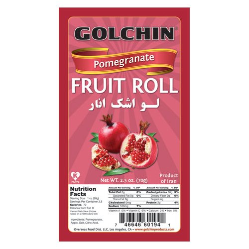 Golchin, Vegetarian, Fruit Roll Leather Pomegranate Lavashak,
