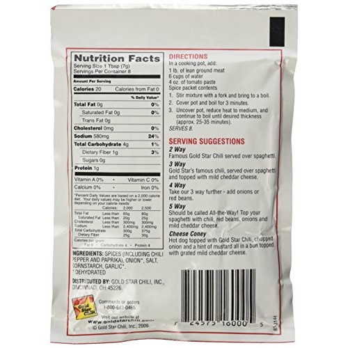 Gold Star Cincinnati Style Original Chili Seasoning. 3 Pack