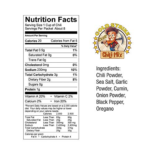 Gold Strike Chili Mix Packets, No Fillers, Gluten Free 2 Packets