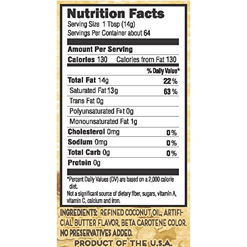 Golden Barrel Butter Flavored Coconut Oil 32 Oz.