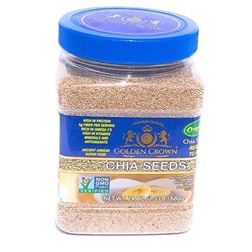 Golden Crown White Chia Seeds 24 Oz Organic- Non Gmo- Gluten F