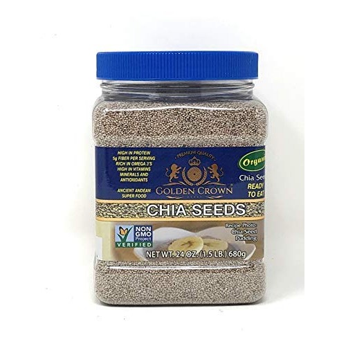 Golden Crown White Chia Seeds 24 Oz Organic- Non Gmo- Gluten F