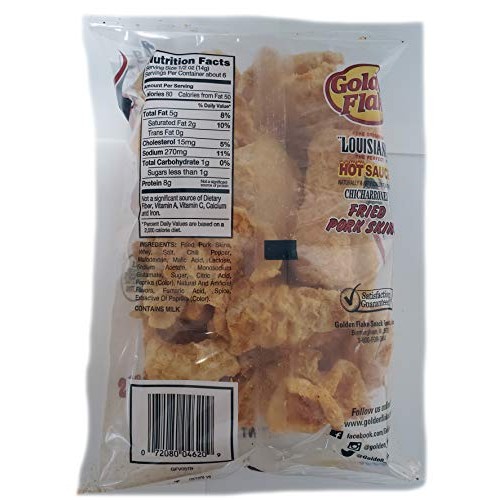 Golden Flake Louisiana Hot Sauce Pork Skins 3 Ounce Pack Of 2