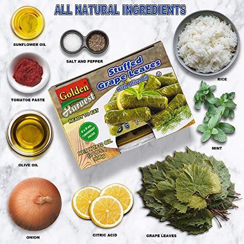 Golden Harvest Stuffed Grape Leaves, Olive Oil Based Prepared Fo