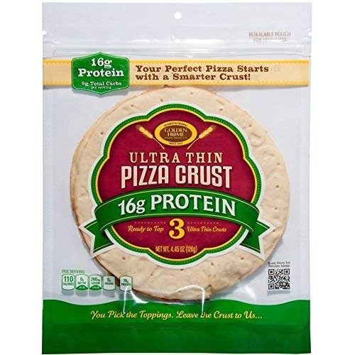 Value 2 Pack: Golden Home Ultra Thin 16G Protein Pizza Crust, 6