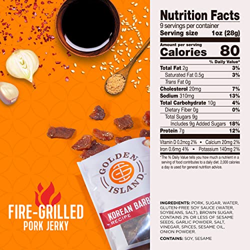 Golden Island Pork Jerky Korean Barbecue – Gluten Free Protein S...