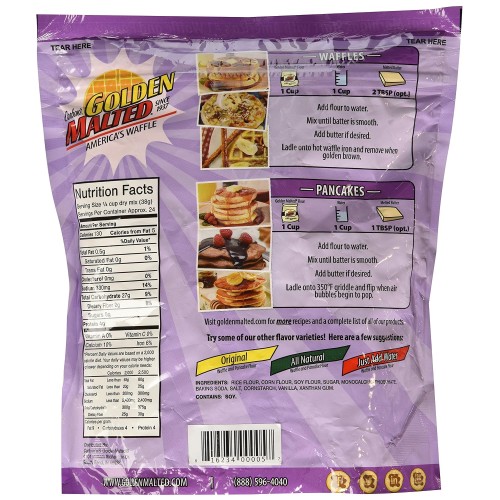 Carbon's Golden Malted Gluten Free Waffle and Pancake Mix, 32 Ounce