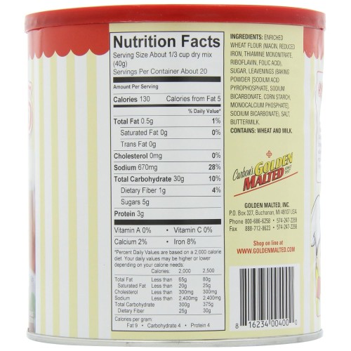 Golden Malted Robby's Buttermilk Pancake Mix, 33-Ounce Cans (Pack of 3)