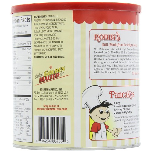 Golden Malted Robby's Buttermilk Pancake Mix, 33-Ounce Cans (Pack of 3)