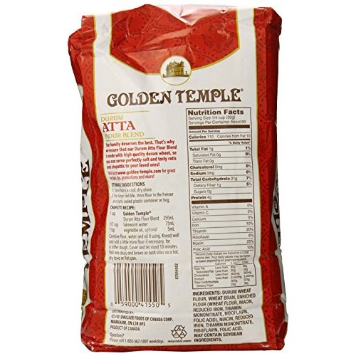 Golden Temple Durum Whole Wheat Atta Flour, 5.5 Pound