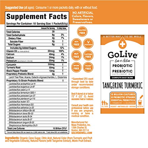 Golive Probiotics For Women, Men, And Kids, Tangerine Turmeric,