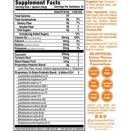 Golive Probiotics For Women, Men, And Kids, Tangerine Turmeric,