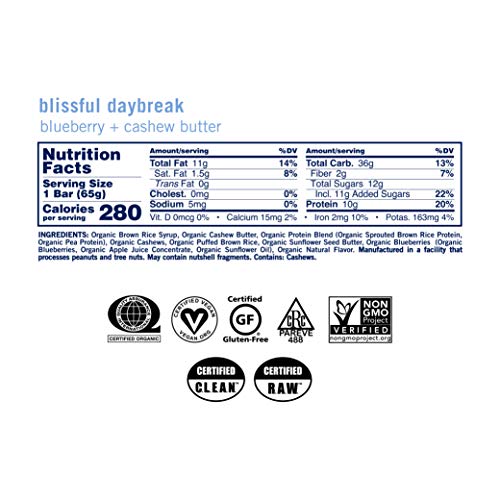 Gomacro Macrobar Organic Vegan Protein Bars - Blueberry + Cashew