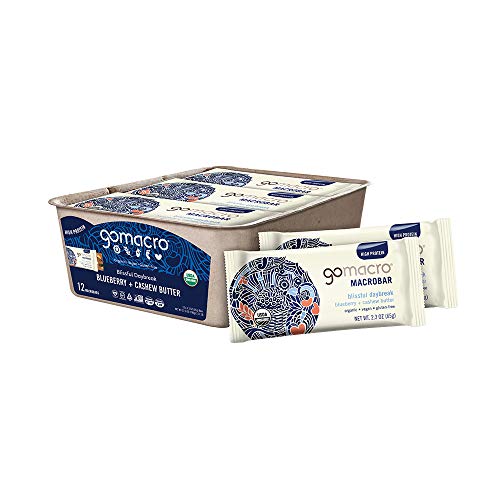 Gomacro Macrobar Organic Vegan Protein Bars - Blueberry + Cashew