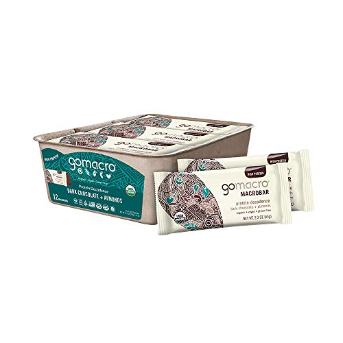 Gomacro Macrobar Organic Vegan Protein Bars, Dark Chocolate + Al