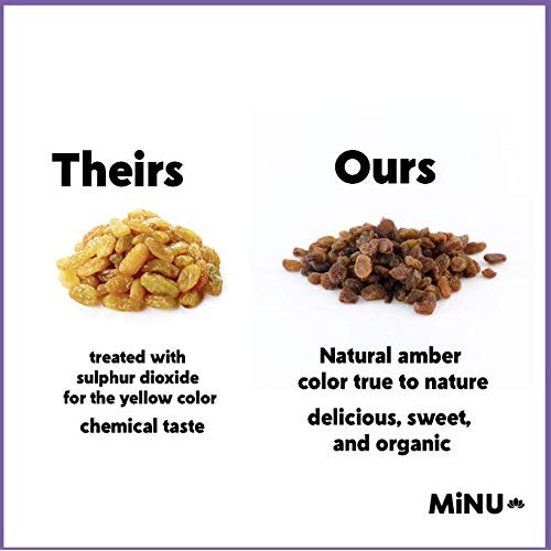 Minu Organic Golden Raisins Sultanas No Sulfur 16 Oz 1 Lb, Min