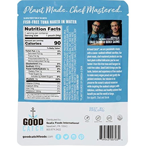 Good Catch Plant Based Fish Free Tuna - Naked In Water, 3Oz Pouc