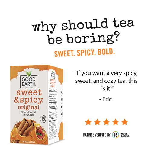Good Earth Herbal &Amp; Black Tea, Sweet &Amp; Spicy, 18 Count Tea Bags