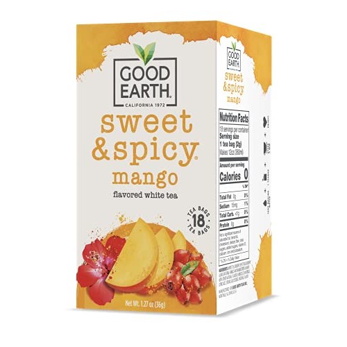 Good Earth White Tea, Mango Me Crazy, 18 Count Tea Bags Pack Of 6